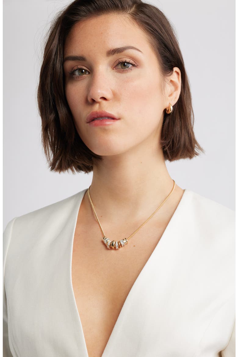 Crystal Disc Bead Necklace, Alternate, color, CLEAR- GOLD- SILVER