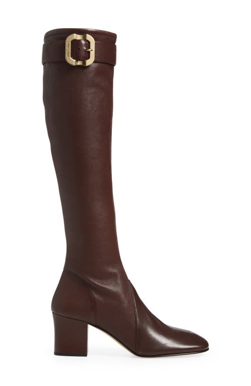 Miu Miu Buckle Strap Knee High Boot In Brown