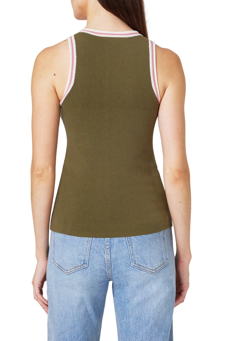 Crochet Trim Cotton Blend Sweater Tank, Alternate, color, FIR GREEN