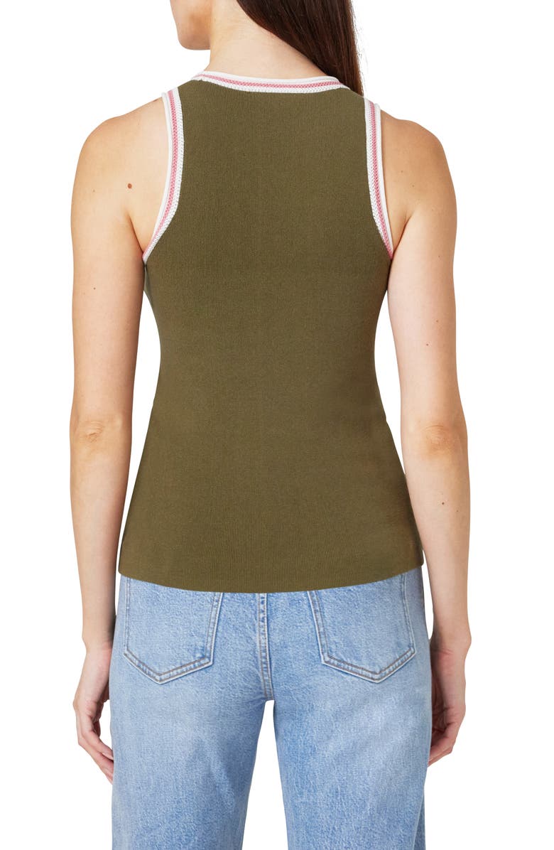 Habitual Crochet Trim Cotton Blend Sweater Tank, Alternate, color, Fir Green