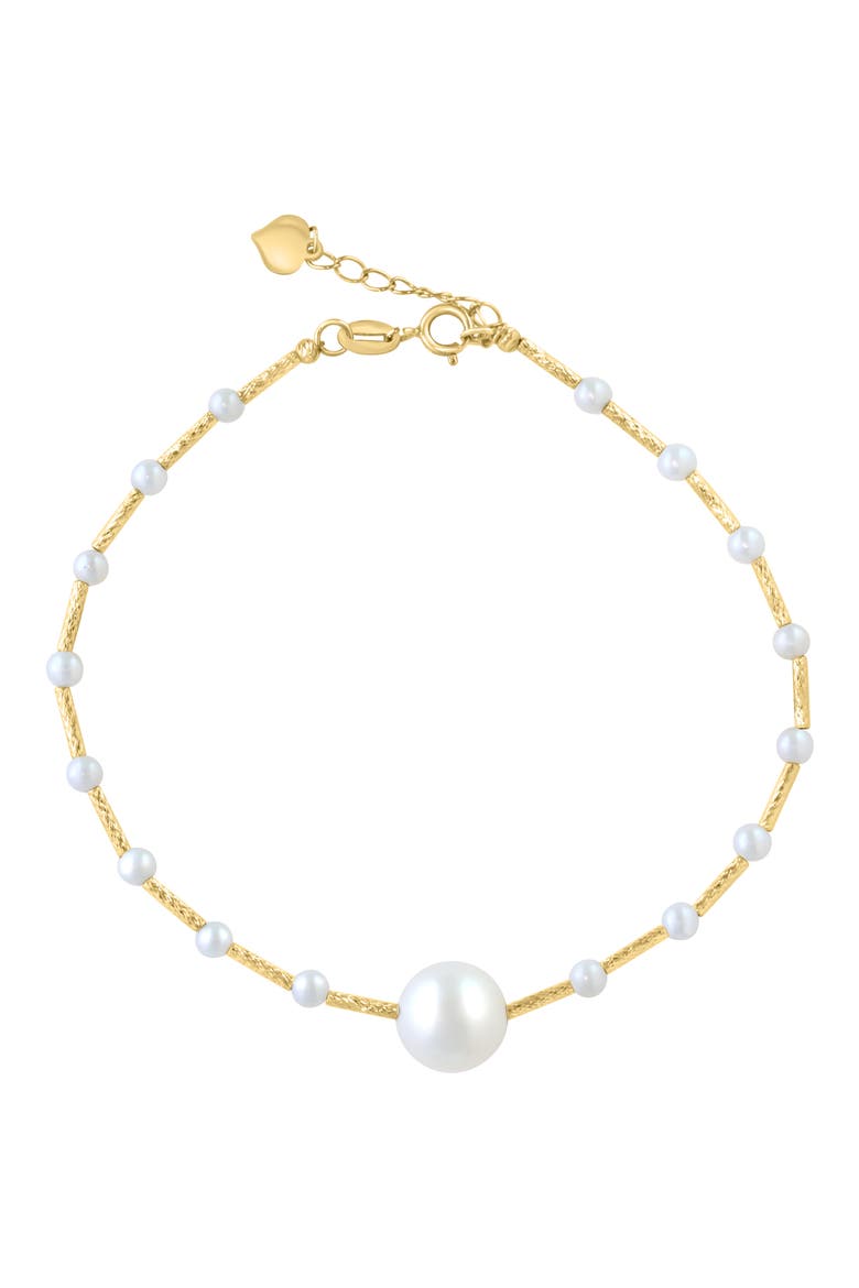 14K Gold 2.5-8.5mm Freshwater Pearl Station Bracelet, Main, color, WHITE