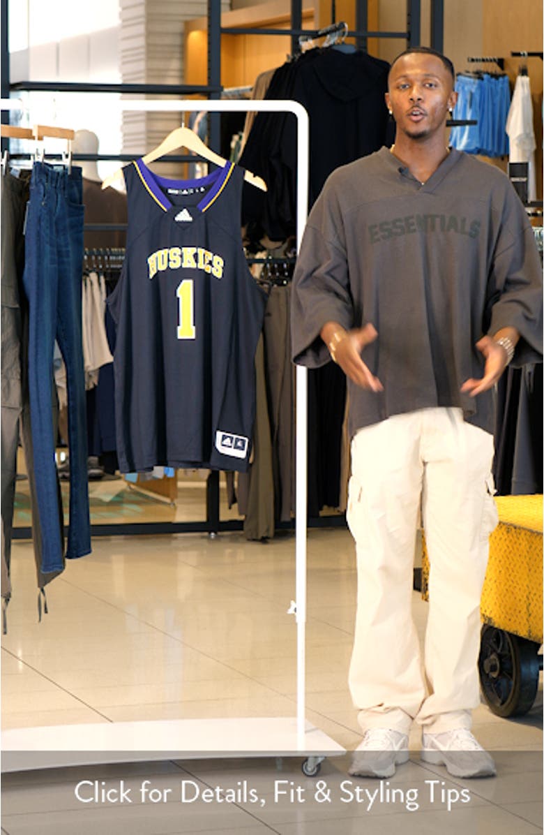 Men's adidas #1 Black Washington Huskies Reverse Retro Jersey, sales video thumbnail