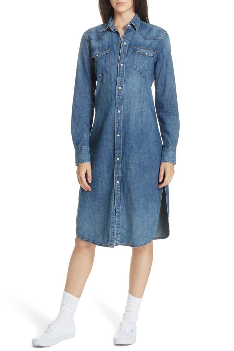 Denim Shirtdress, Main, color, LIGHT INDIGO