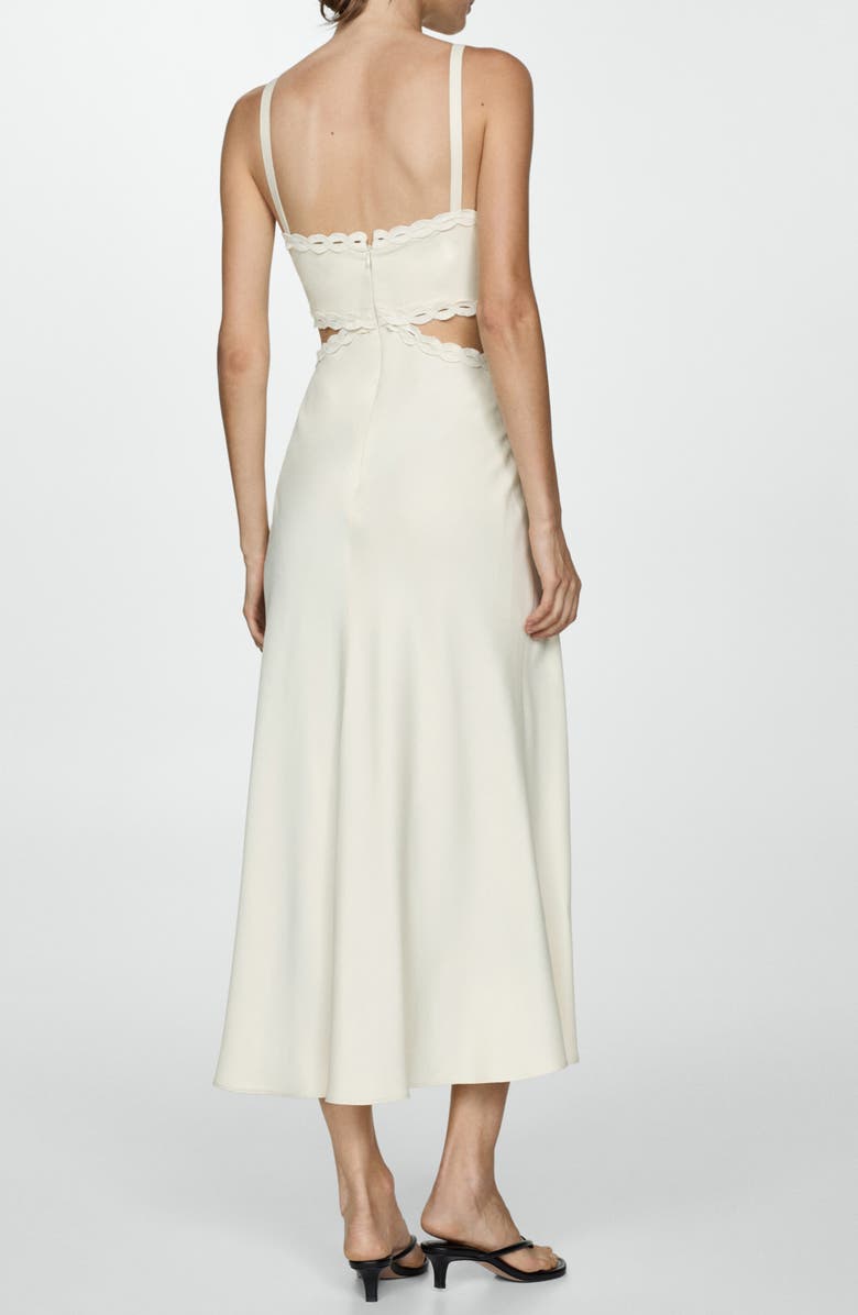 MANGO Lace Trim Cutout Midi Dress, Alternate, color,