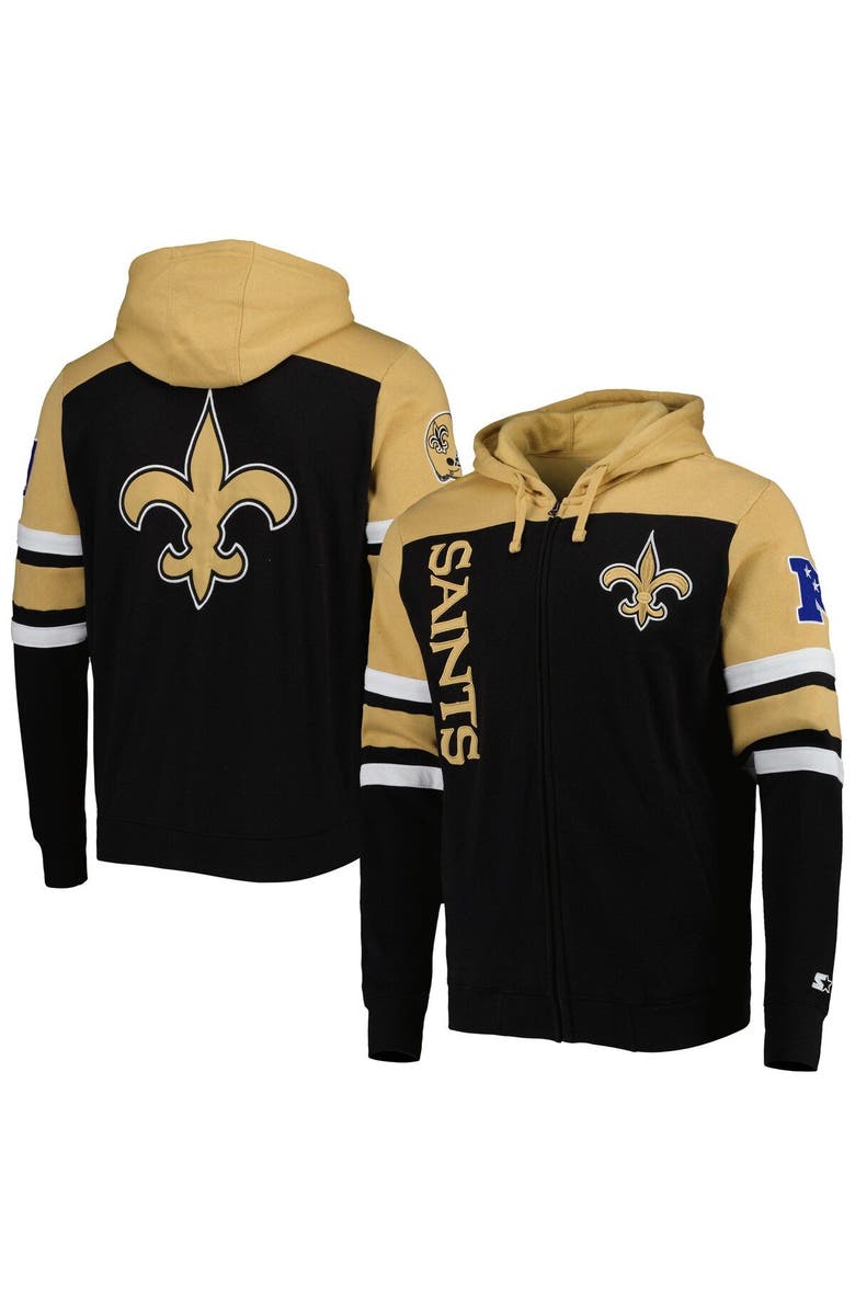 STARTER Men's Starter Black New Orleans Saints Extreme Full-Zip Hoodie Jacket, Alternate, color, 