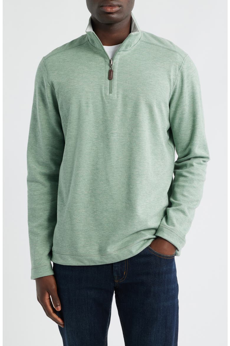 Icon Reversible Cotton Blend Quarter Zip Pullover, Main, color, SAGE/ WHITE