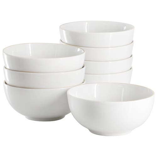 Gibson Home Ogalla 8 Piece Fine Ceramic 6 Inch 22 Ounce Cereal Bowl Set In White