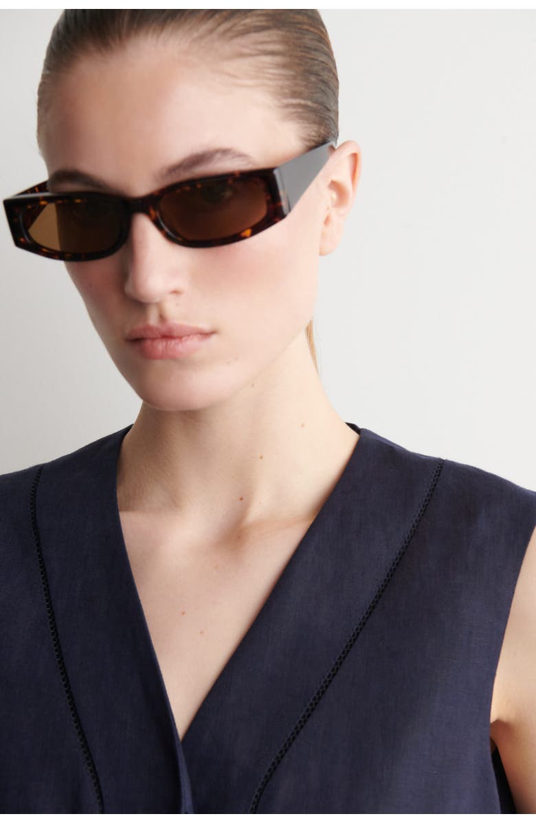 COS Embroidered-detail Linen Waistcoat, Alternate, color, Navy