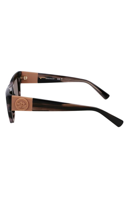 Longchamp Medallion 53mm Modified Rectangular Sunglasses In Striped Black