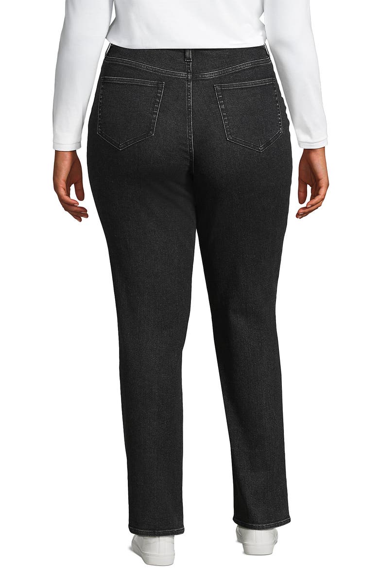 Lands' End Recover High Rise Straight Leg Blue Jeans, Alternate, color, Black Stone Wash