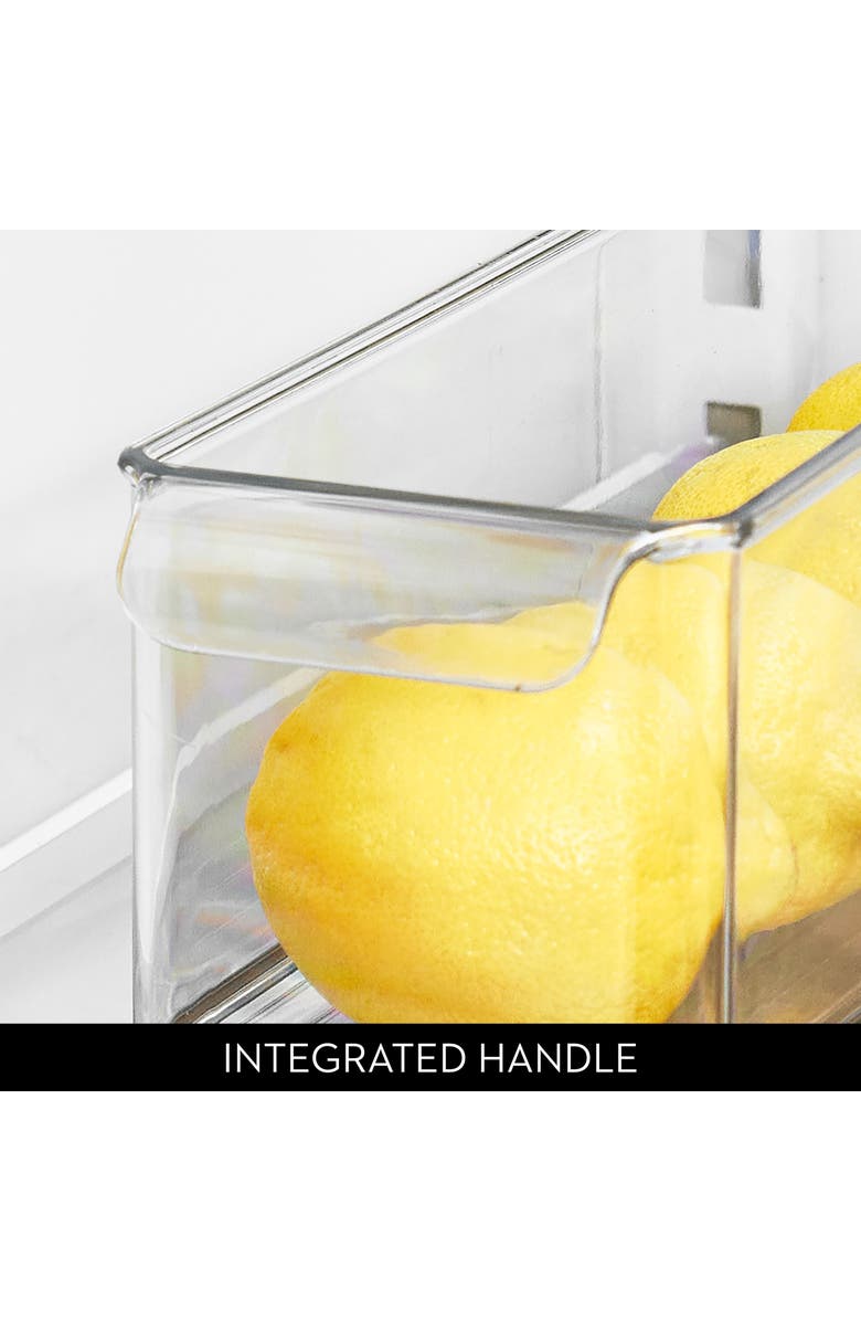 Basic Stackable Fridge Storage Bin with Handle, Set of 6, Clear, Made in USA, Alternate, color, Clear