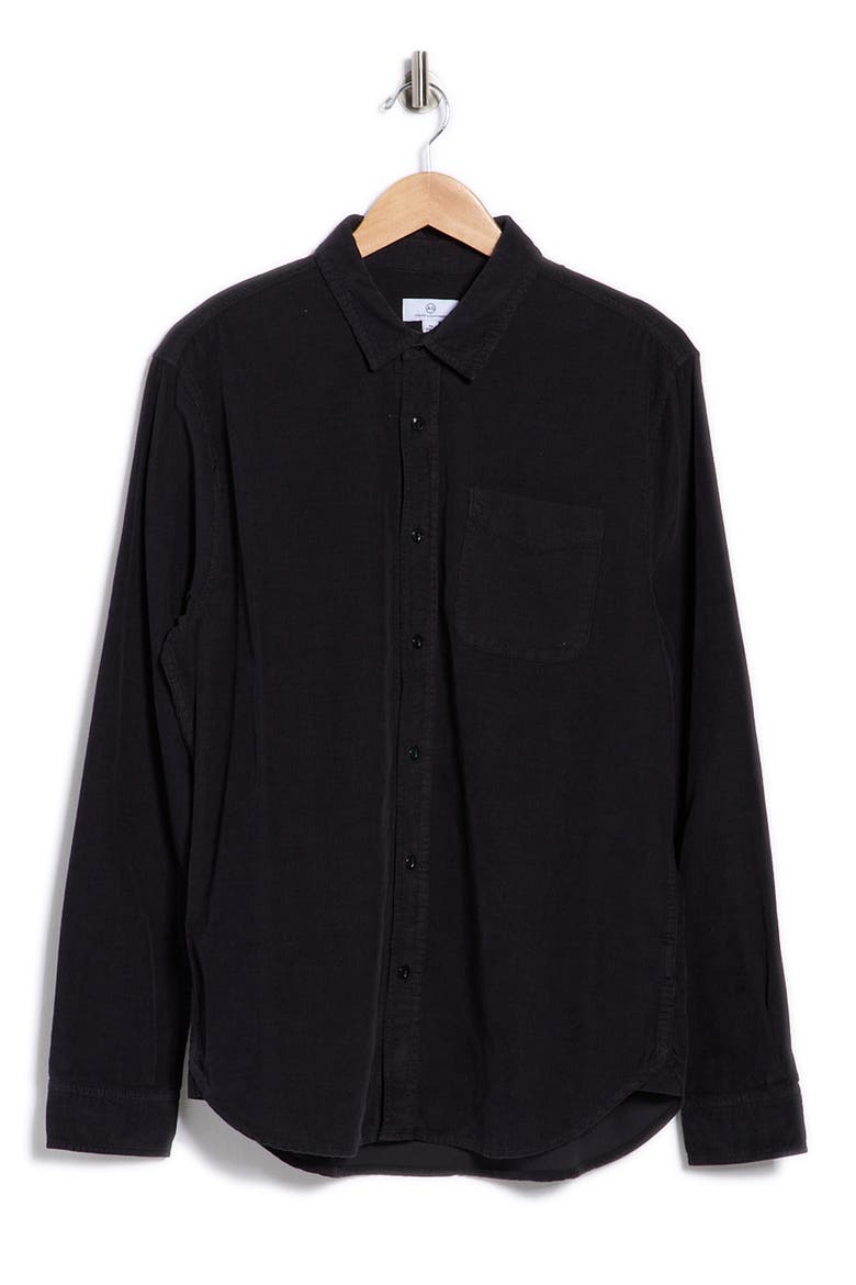 Colton Corduroy Button-Up Shirt, Alternate, color, TRUE BLACK