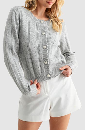 Lush Heart Button Pointelle Cardigan | Nordstromrack