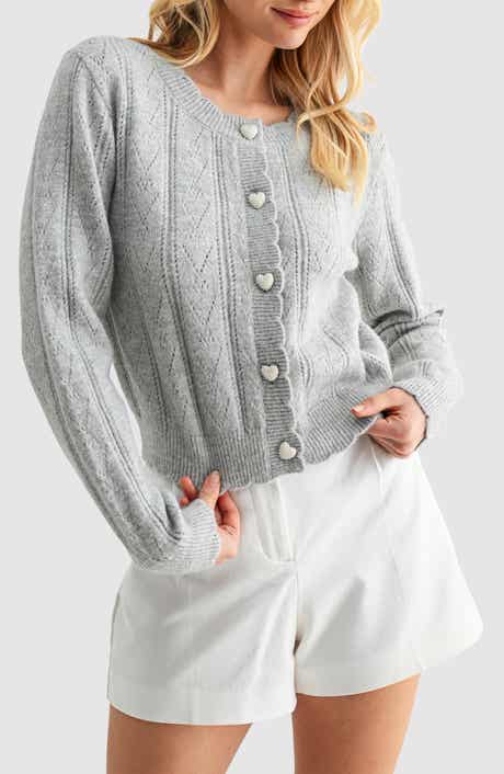 Lush Heart Button Pointelle Cardigan