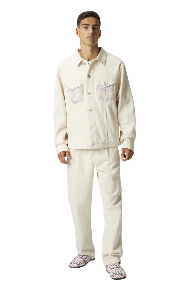 Missoni Denim Jacket With Chevron Knit Inserts, Alternate, color, 