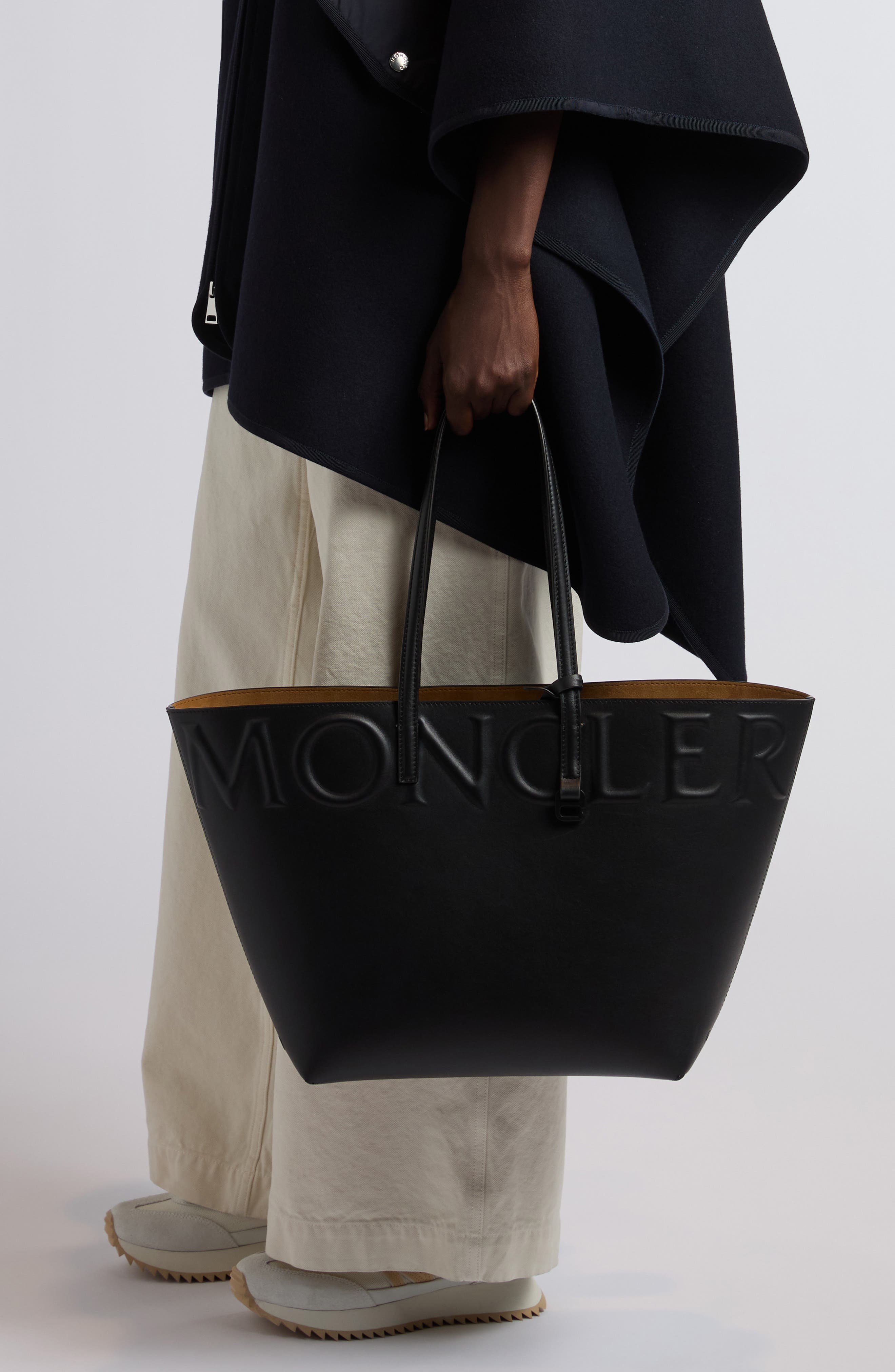 Moncler Very Small Tote Bag, Alternate, color, Black