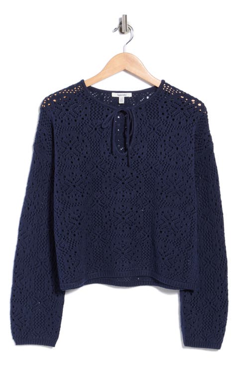 Beckham Cotton Blend Openwork Sweater