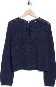 Splendid Beckham Cotton Blend Openwork Sweater