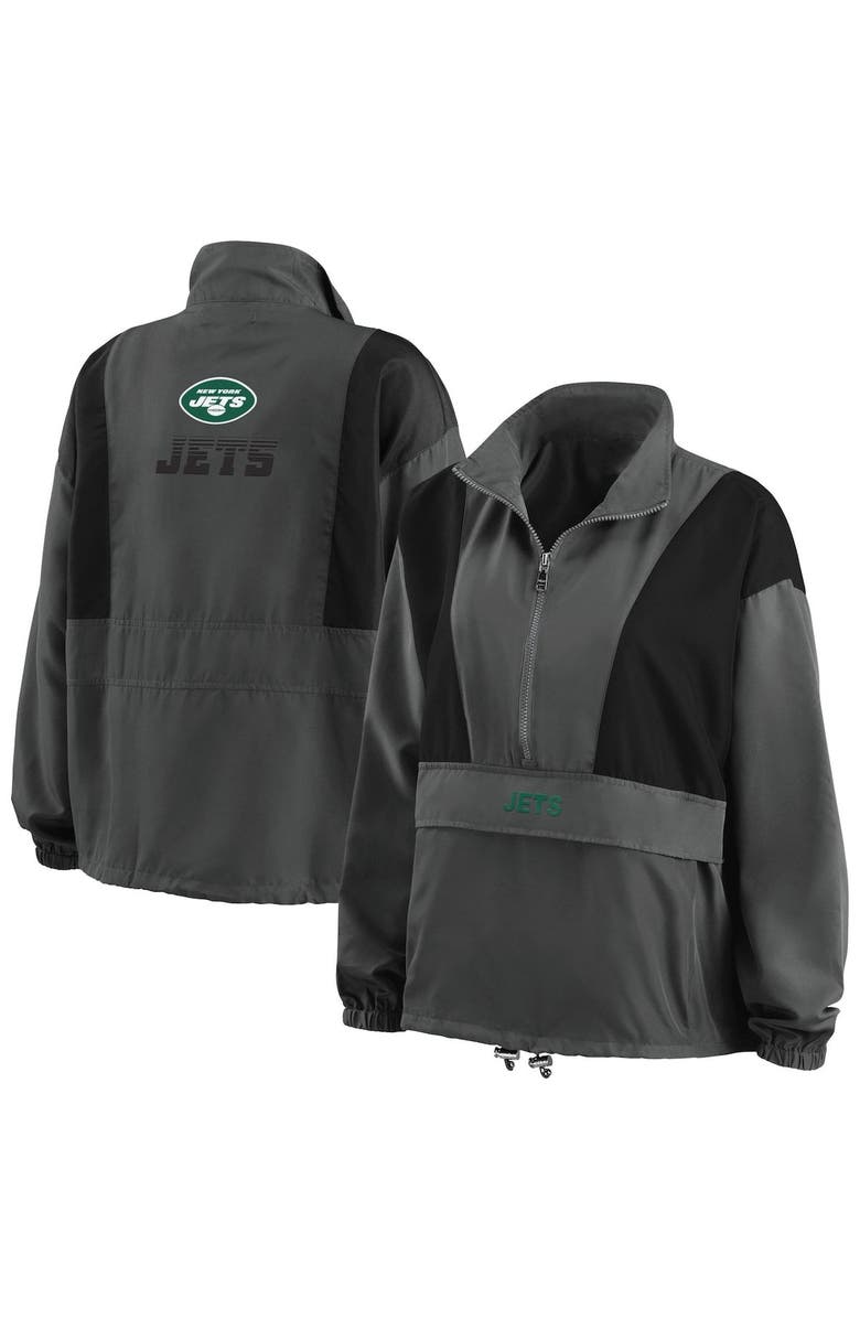WEAR by Erin Andrews Women's WEAR by Erin Andrews Charcoal New York Jets Popover Packable Half-Zip Jacket, Alternate, color, 
