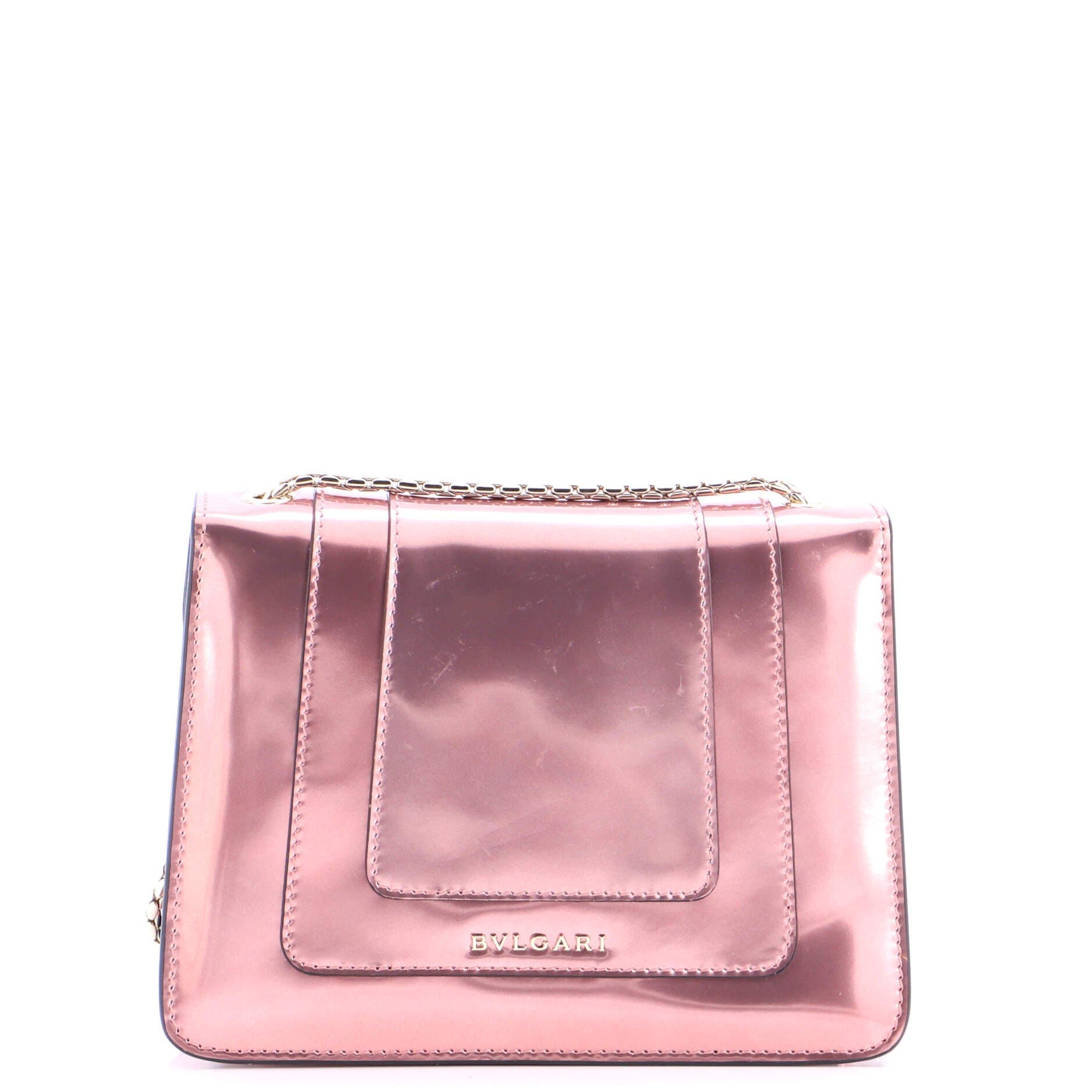 Serpenti Forever Square Shoulder Bag Metallic Leather Small, Alternate, color, Pink