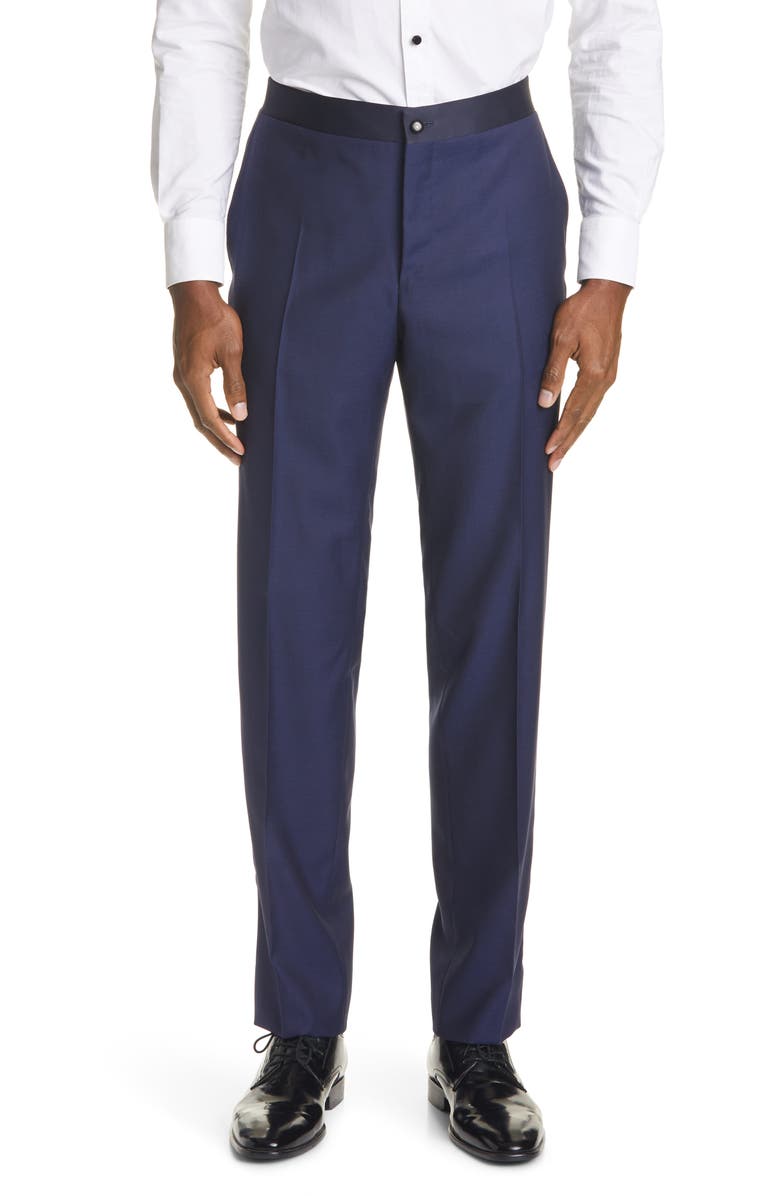 Canali Sienna Contemporary Peaked Lapel Wool Suit, Alternate, color, 
