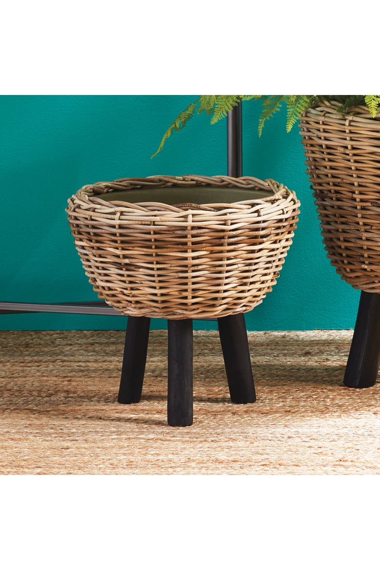 Woven Rattan Dry Basket Plant Riser 17", Alternate, color, Brown