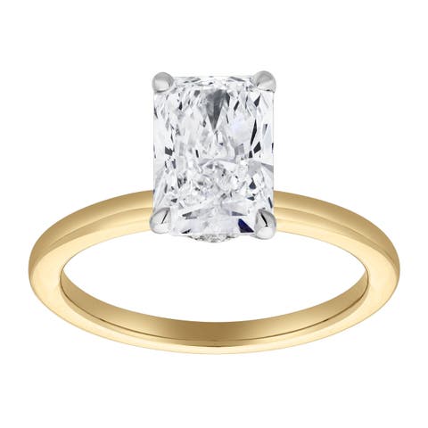 Tia 14K Gold Radiant Lab Grown Diamond Hidden Halo Ring - 2.1 Ct