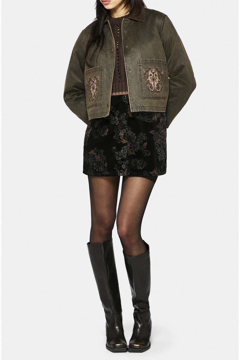 Cropped Waxed Coat, Alternate, color, Brown