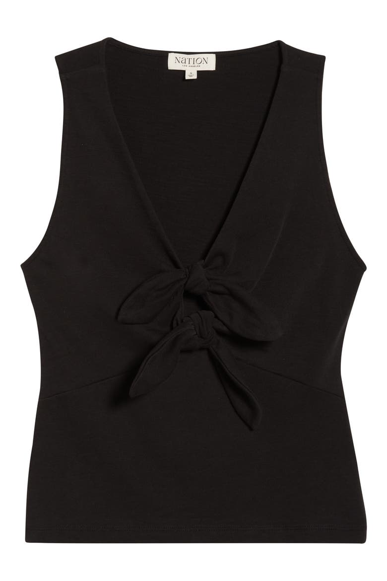 Terri Tie Front Cotton Tank, Alternate, color, JET BLACK