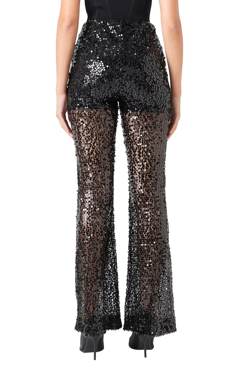 Endless Rose Sequin Flare Pants, Alternate, color, Black