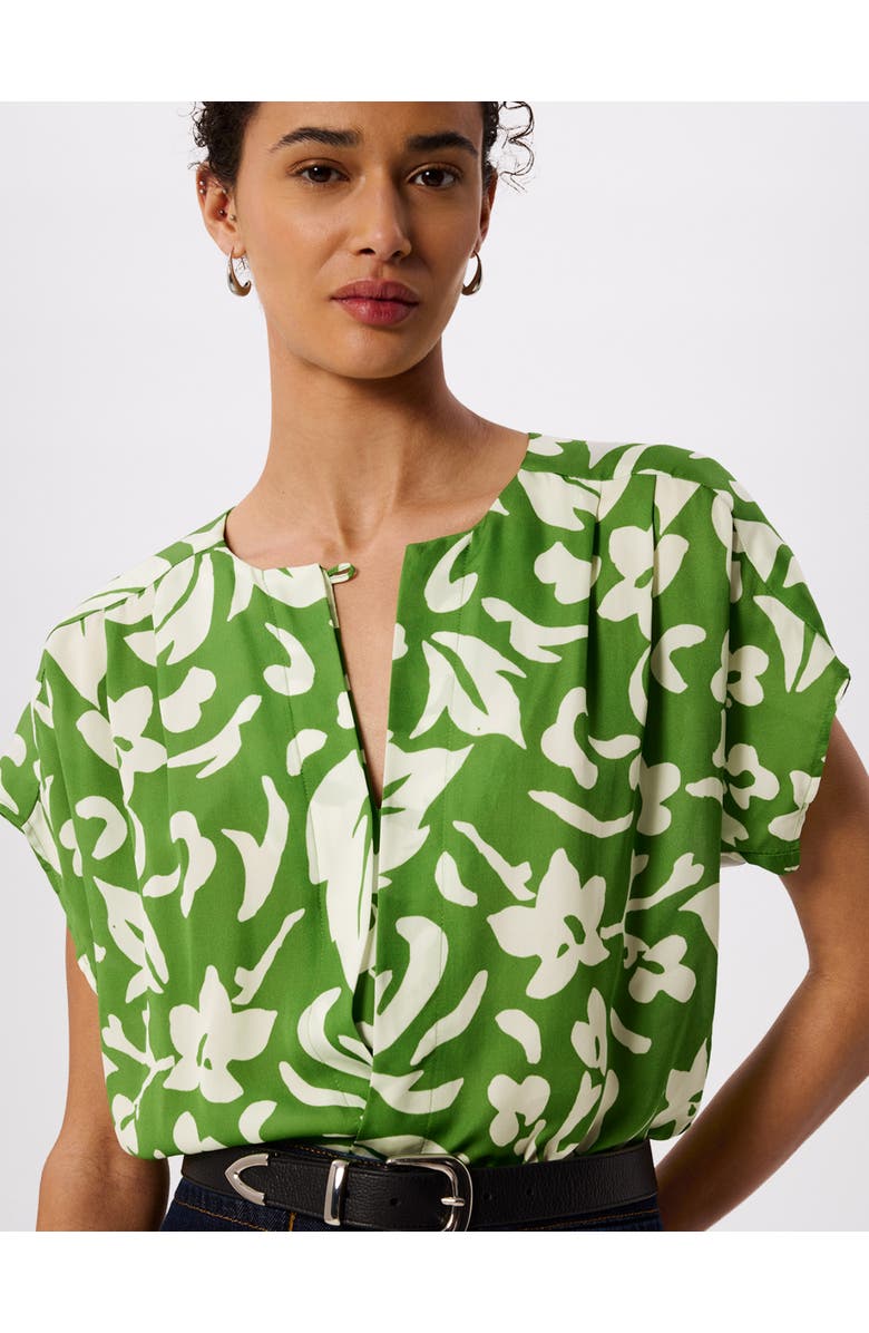 Whistles Floral Keyhole Blouse, Alternate, color, Grn/Multi