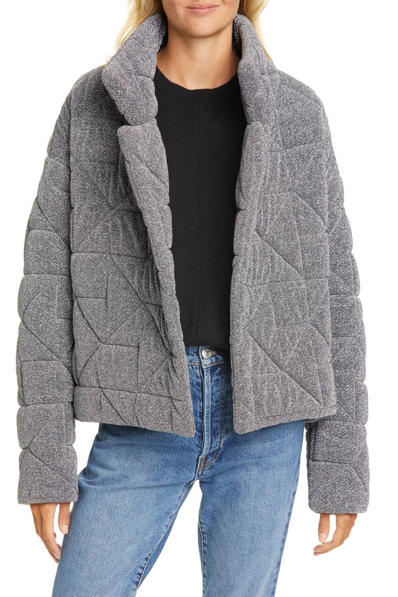 Marshal Metallic Quilted Coat, Main, color, SILVER