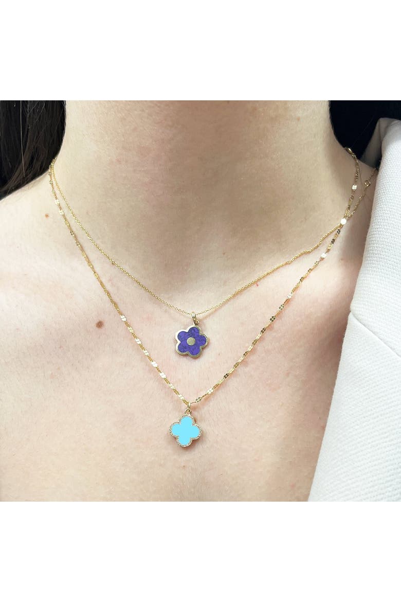 Turquoise Diamond Clover Charm, Alternate, color, Turquoise