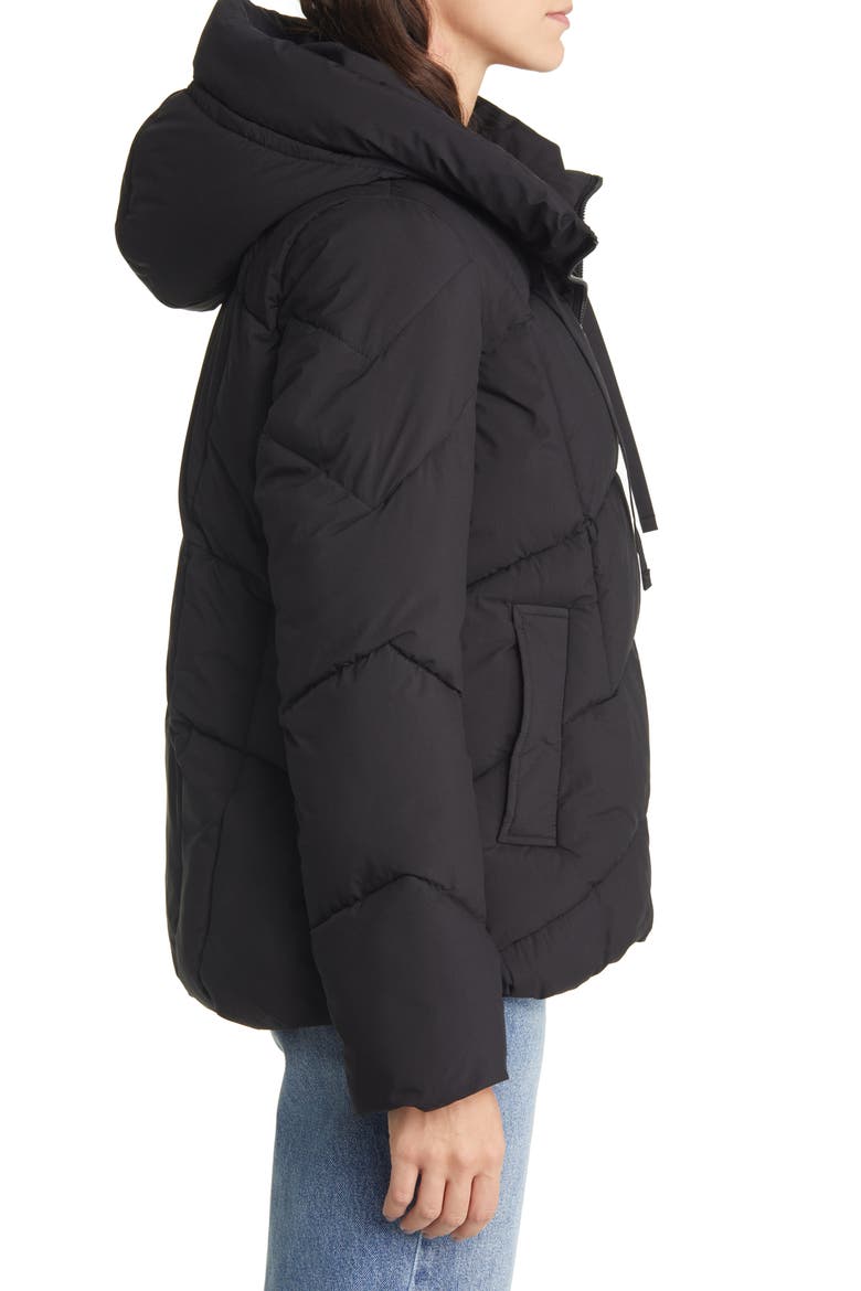 Hooded Puffer Coat, Alternate, color, BLACK