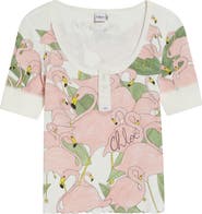 Chloé Flamingo Print Rib Jersey Henley