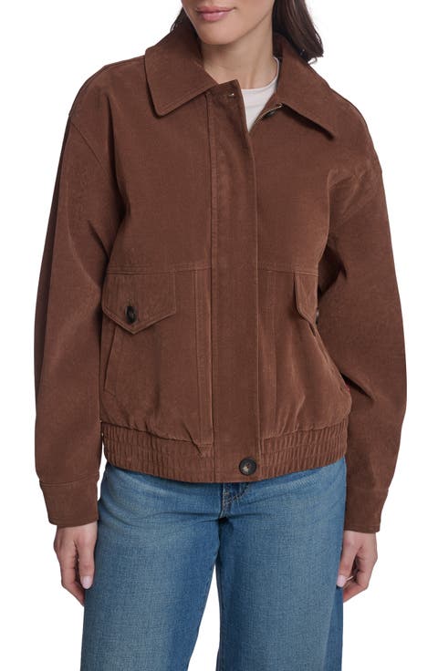 Relaxed Fit Faux Suede Dad Bomber Jacket