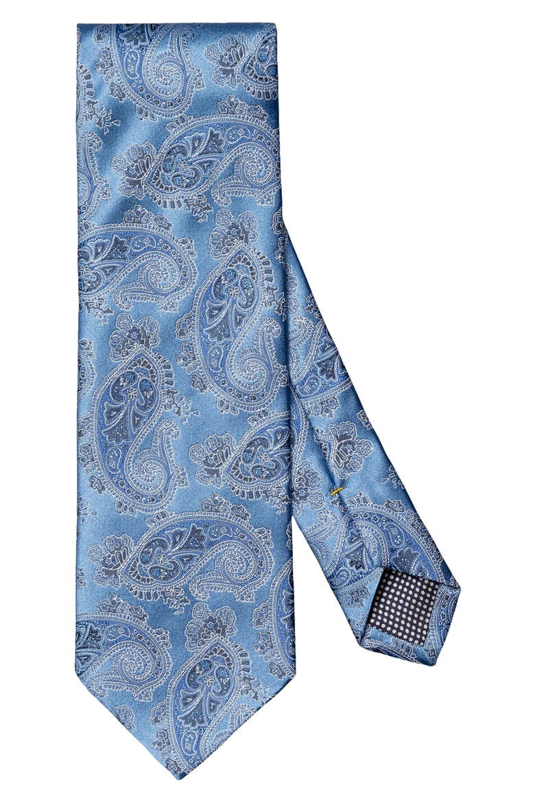 Blue Paisley Jacquard Silk Tie, Main, color, BLUE