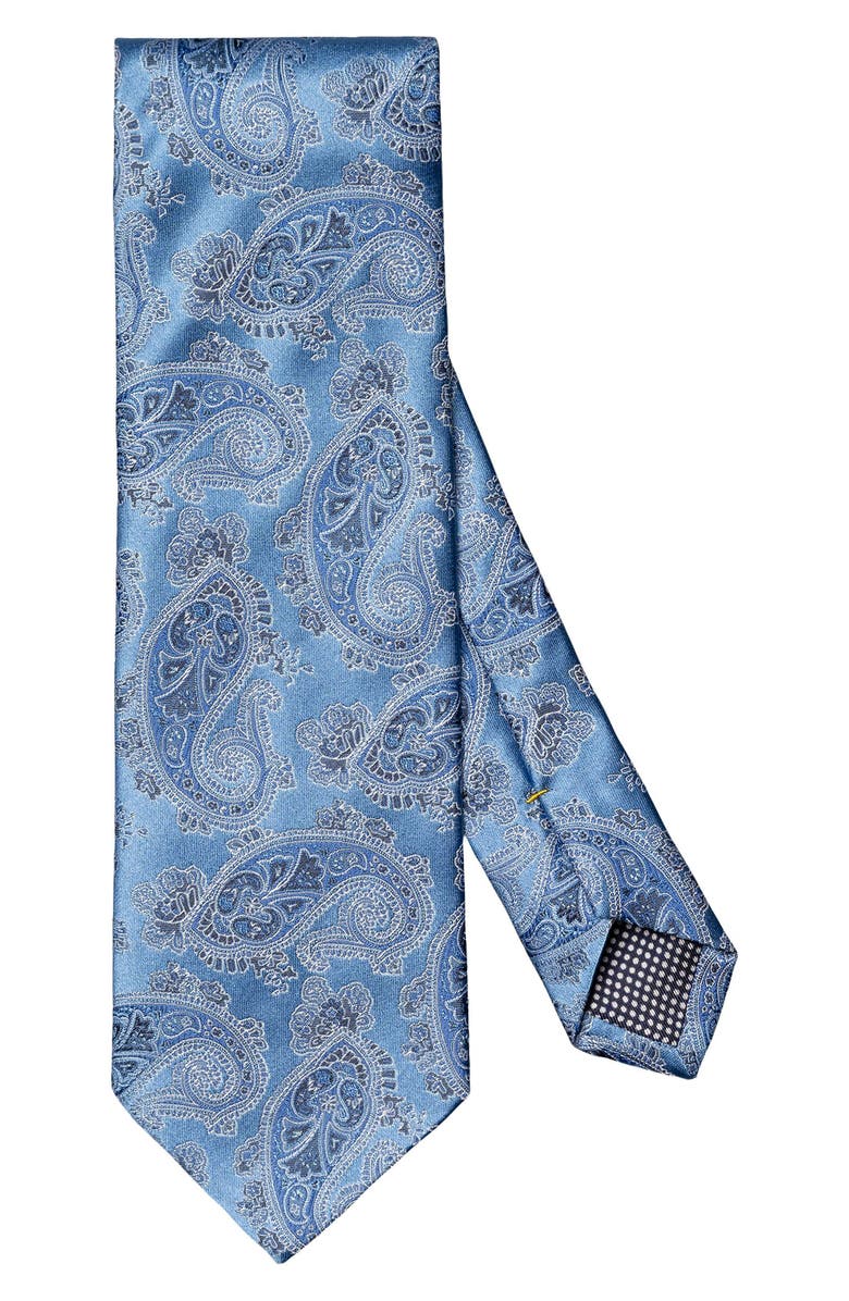 Eton Blue Paisley Jacquard Silk Tie, Main, color, Blue