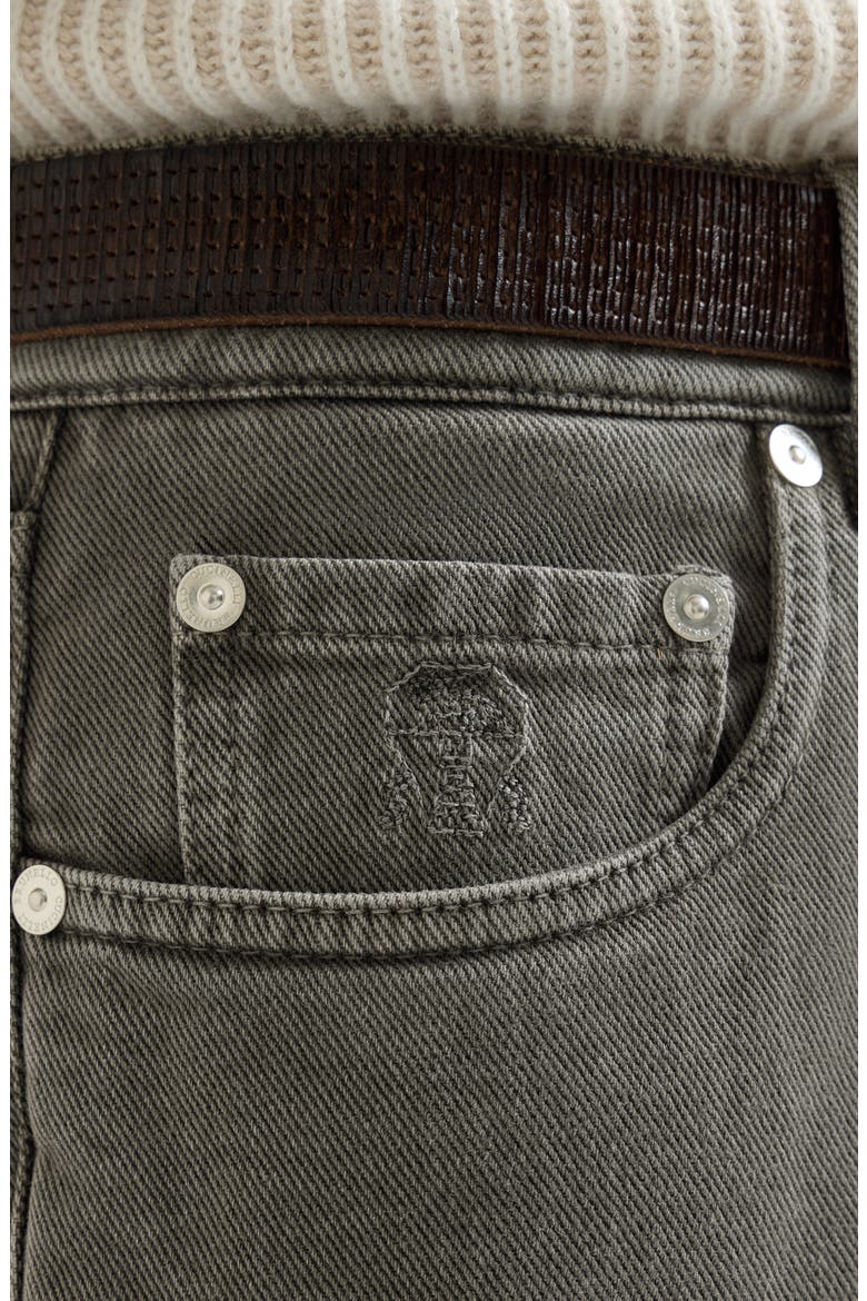 Garment-dyed denim iconic fit five-pocket trousers, Alternate, color, Grey