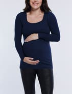 MOTHERHOOD MATERNITY Square Neck Rib Knit Long Sleeve Tee