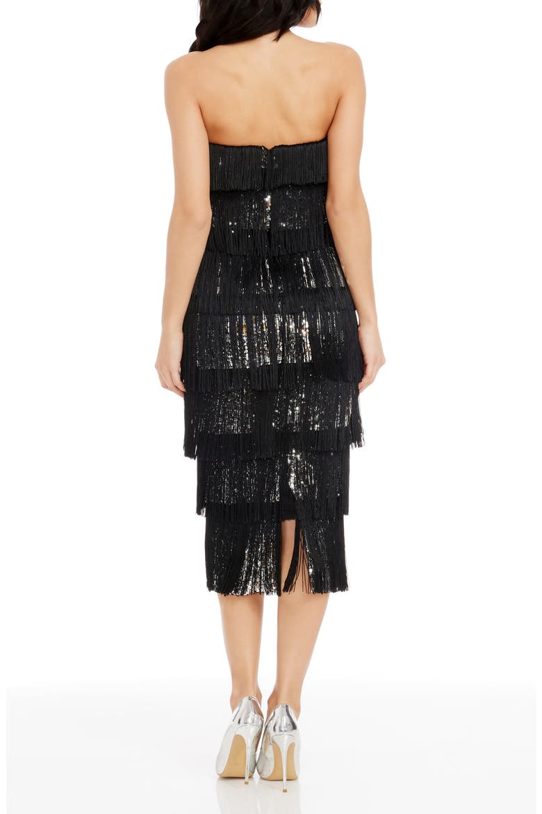 Viviana Tiered Strapless Body-Con Dress, Alternate, color, SILVER-BLACK
