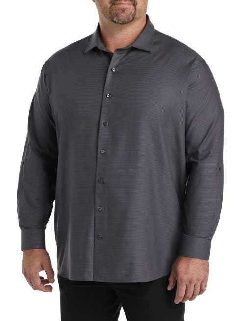 Synrgy By Dxl Big & Tall Textured Sport Shirt In Grey