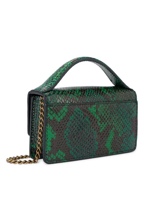 Kurt Geiger London Extrasmall Bond Croc Embossed Leather Top Handle Bag In Green