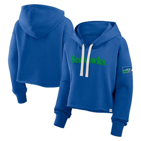 Women's Fanatics Royal Seattle Seahawks Oversized Hometown Heritage Cropped Hoodie