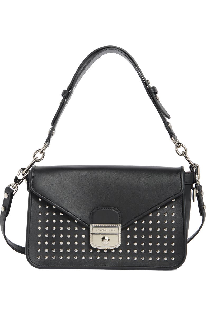 Longchamp Mademoiselle Studded Crossbody Bag, Main, color, Black
