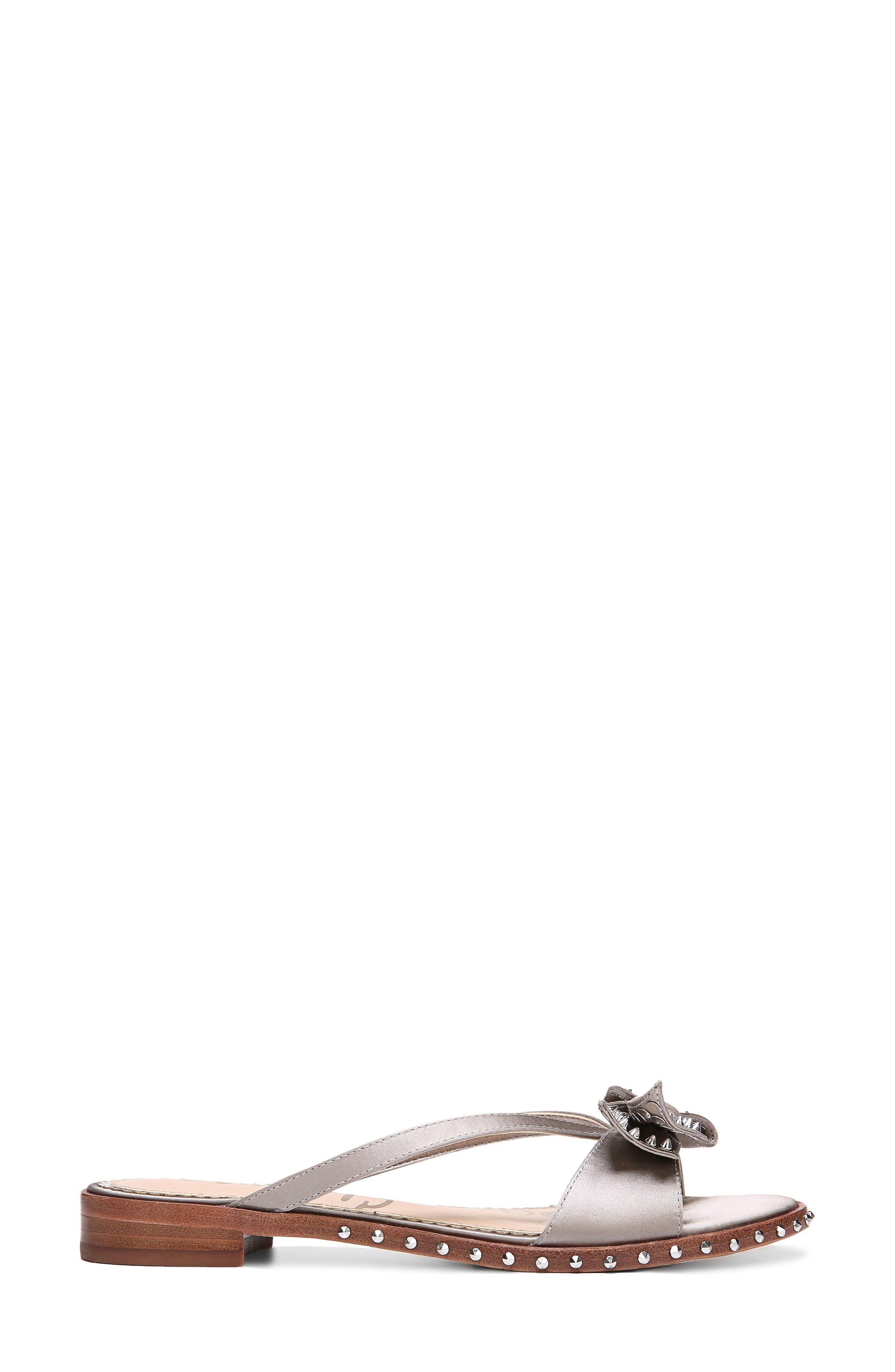 Dariel Bow Sandal, Alternate, color, LIGHT GREY SATIN