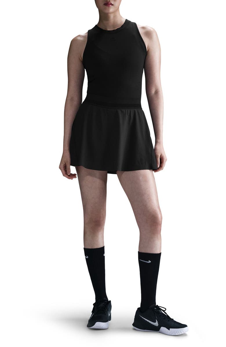 Nike Court Ace Advantage Dri-FIT High Waist Tennis Skirt, Main, color, 010 Black/Black