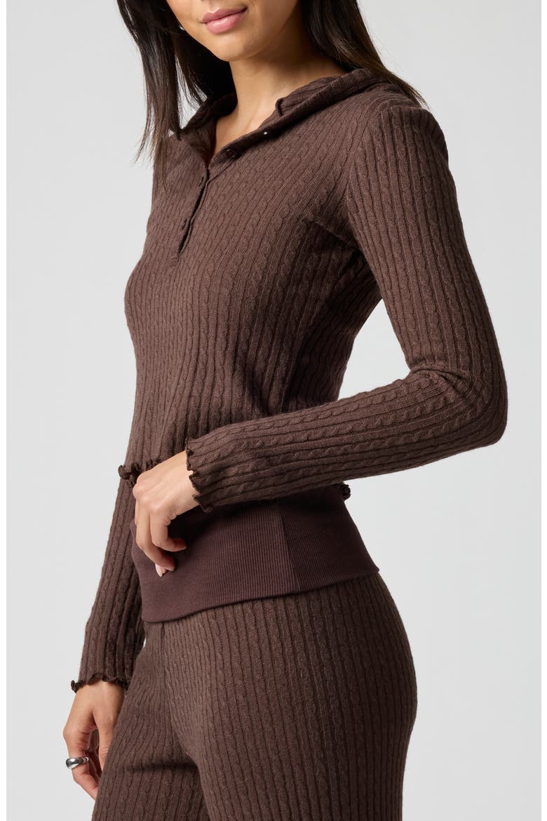 Baby Cable Knit Cropped Hoodie, Alternate, color, CANYON BROWN