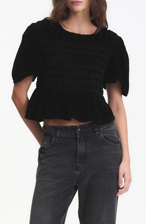 Deluc Forrest Velvet Peplum Top In Black