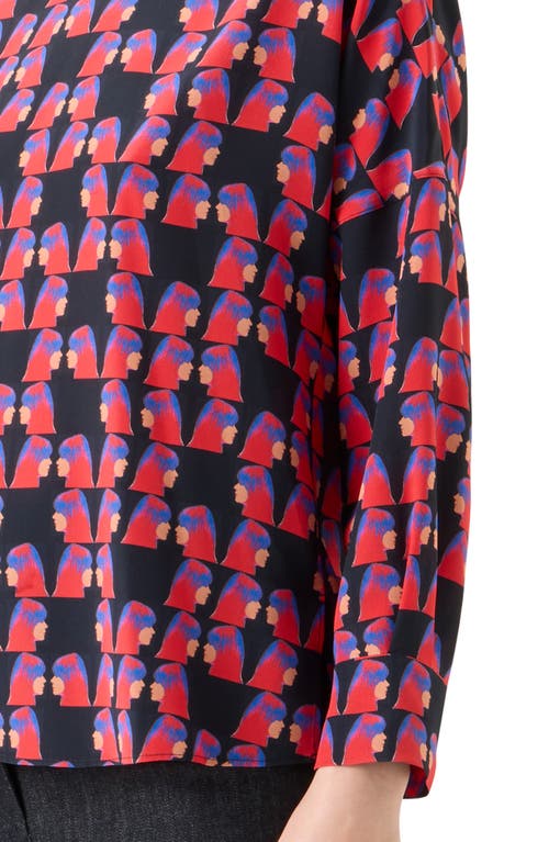 Akris Punto Françoise Hardy Print Silk Crêpe De Chinetop In Multi